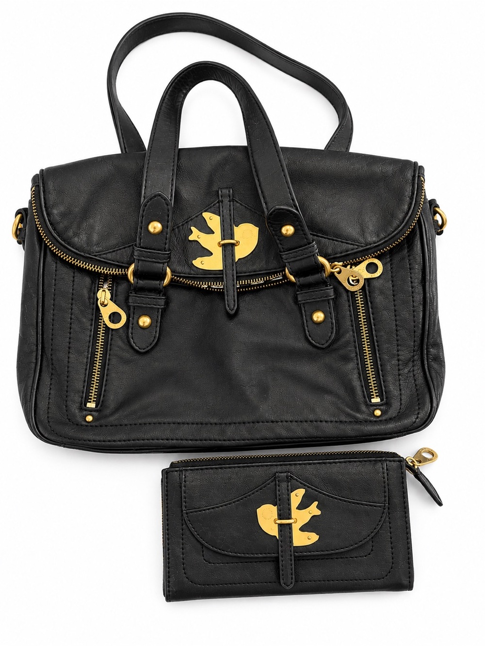 Marc by Marc Jacobs Black Satchel with Gold Accents